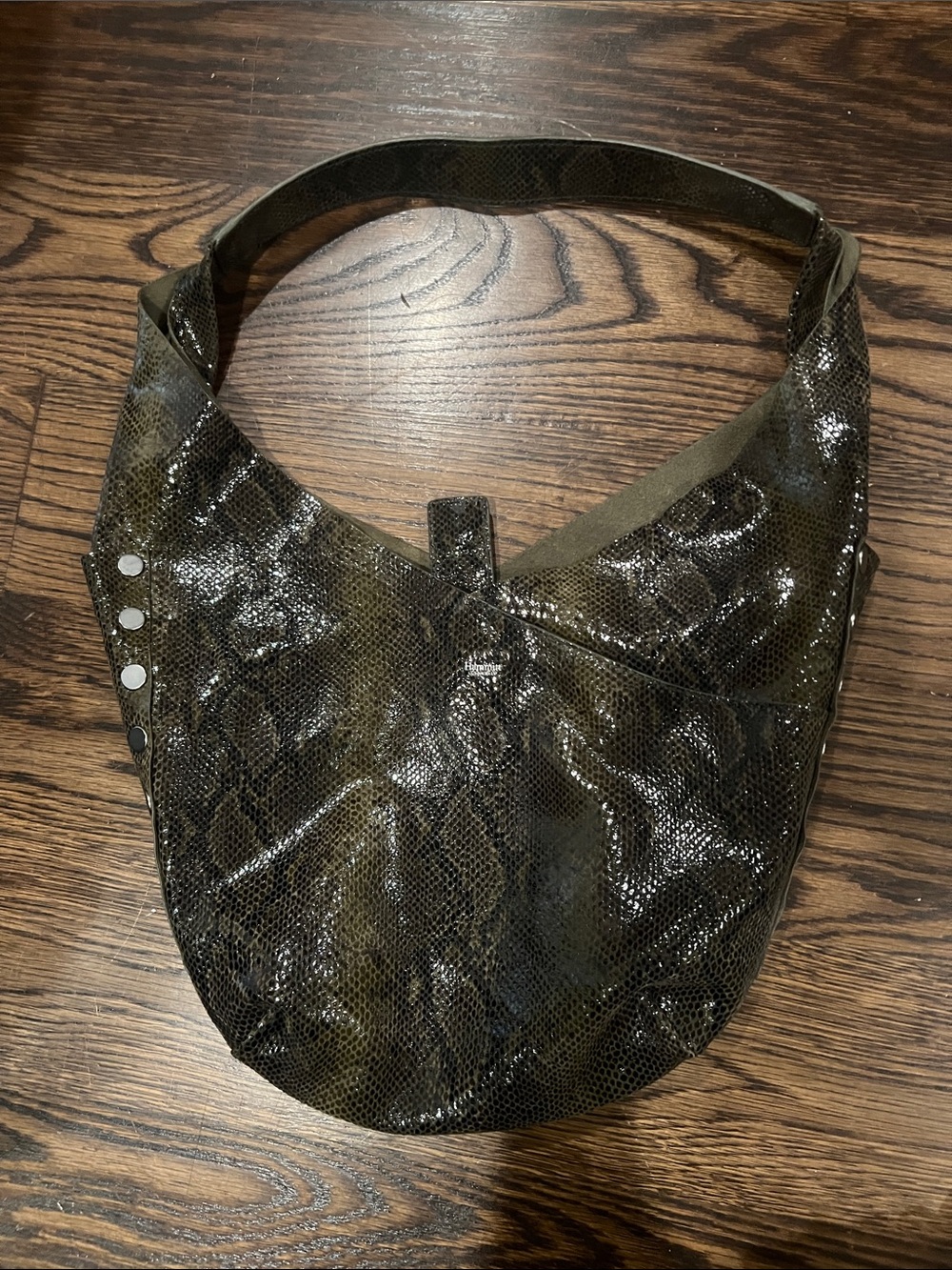 Limited Edition Hammitt Reversible Olive Suede embossed snakeskin